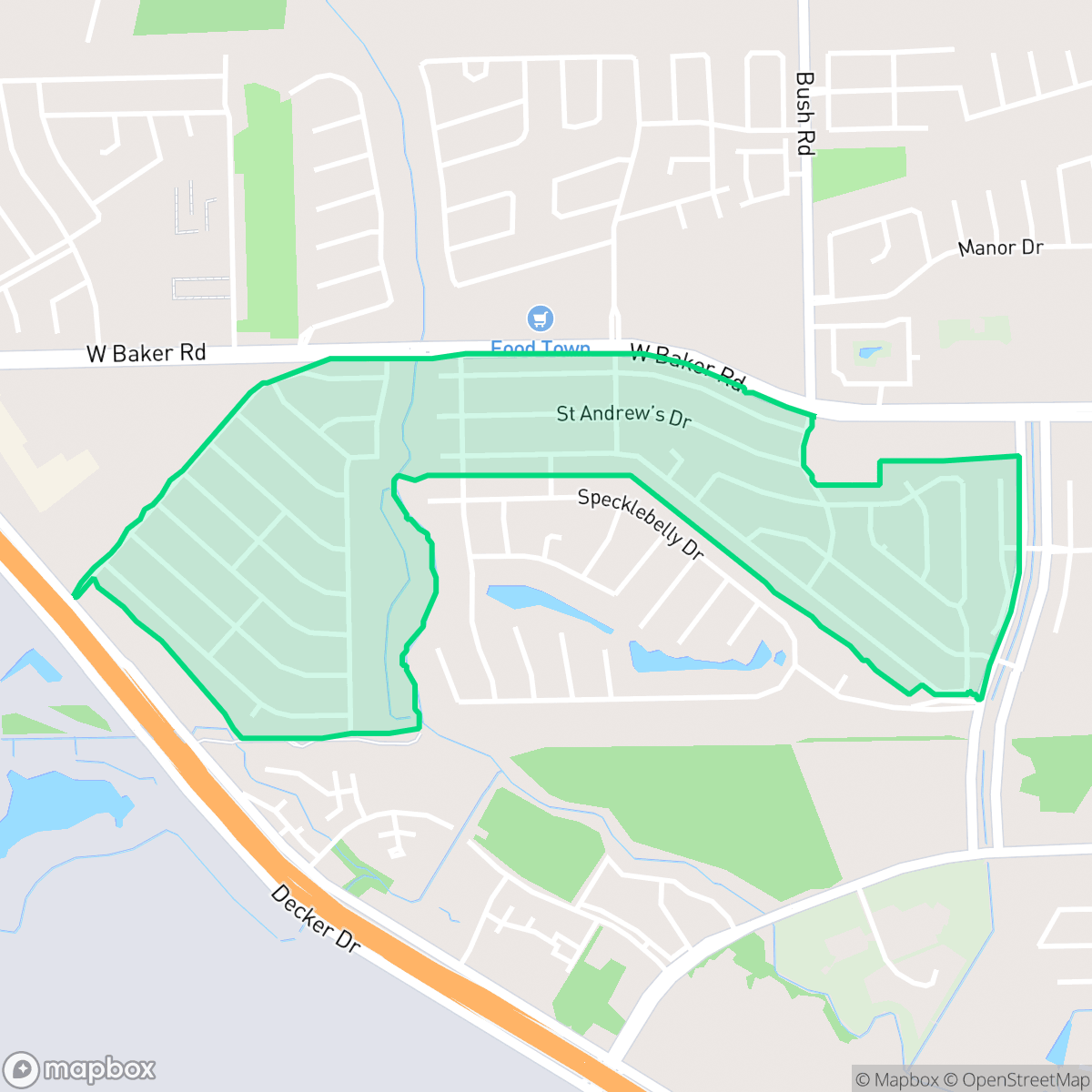 Map showing the location of Country Club Oaks, Baytown, TX