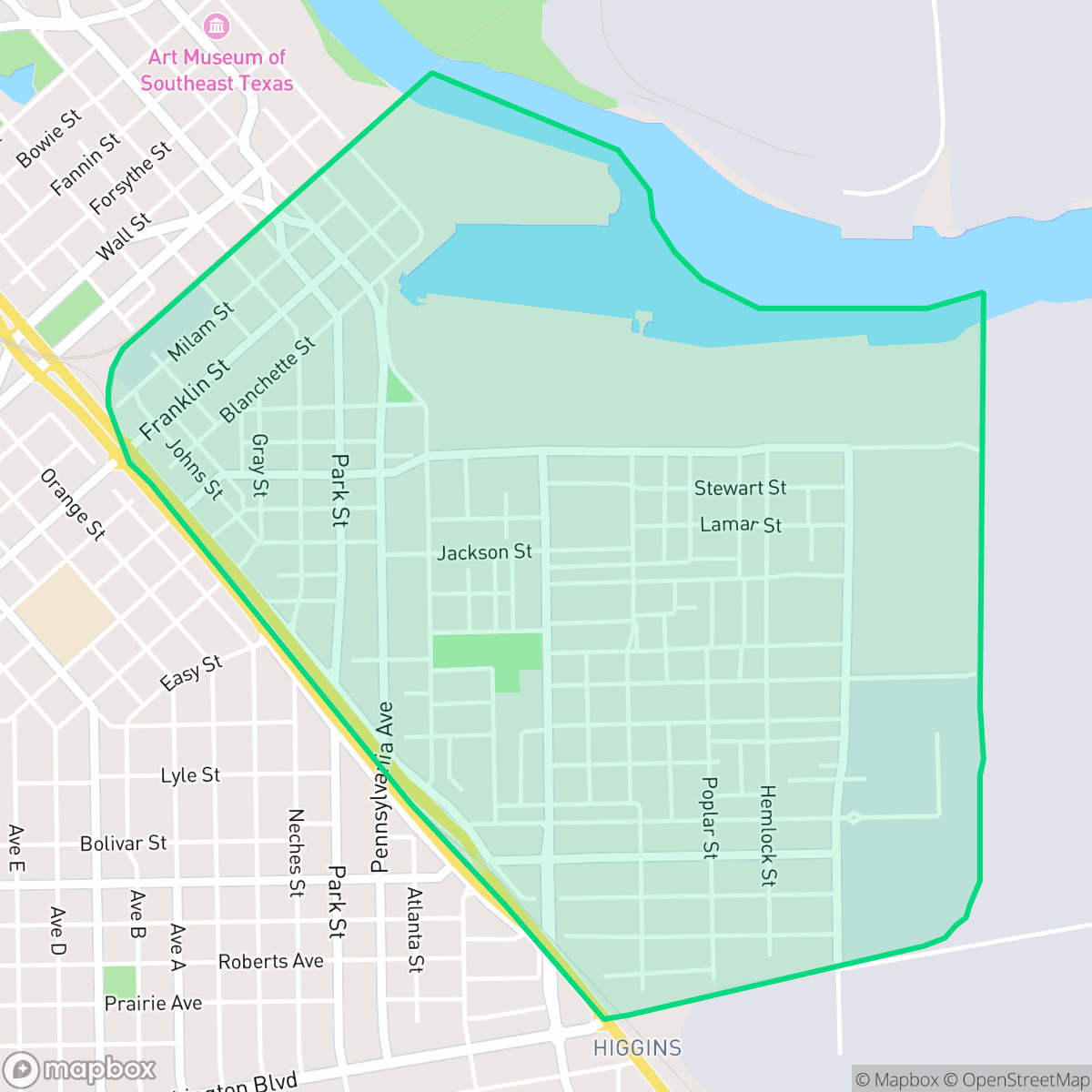Map showing the location of Charlton Pollard, Beaumont, TX