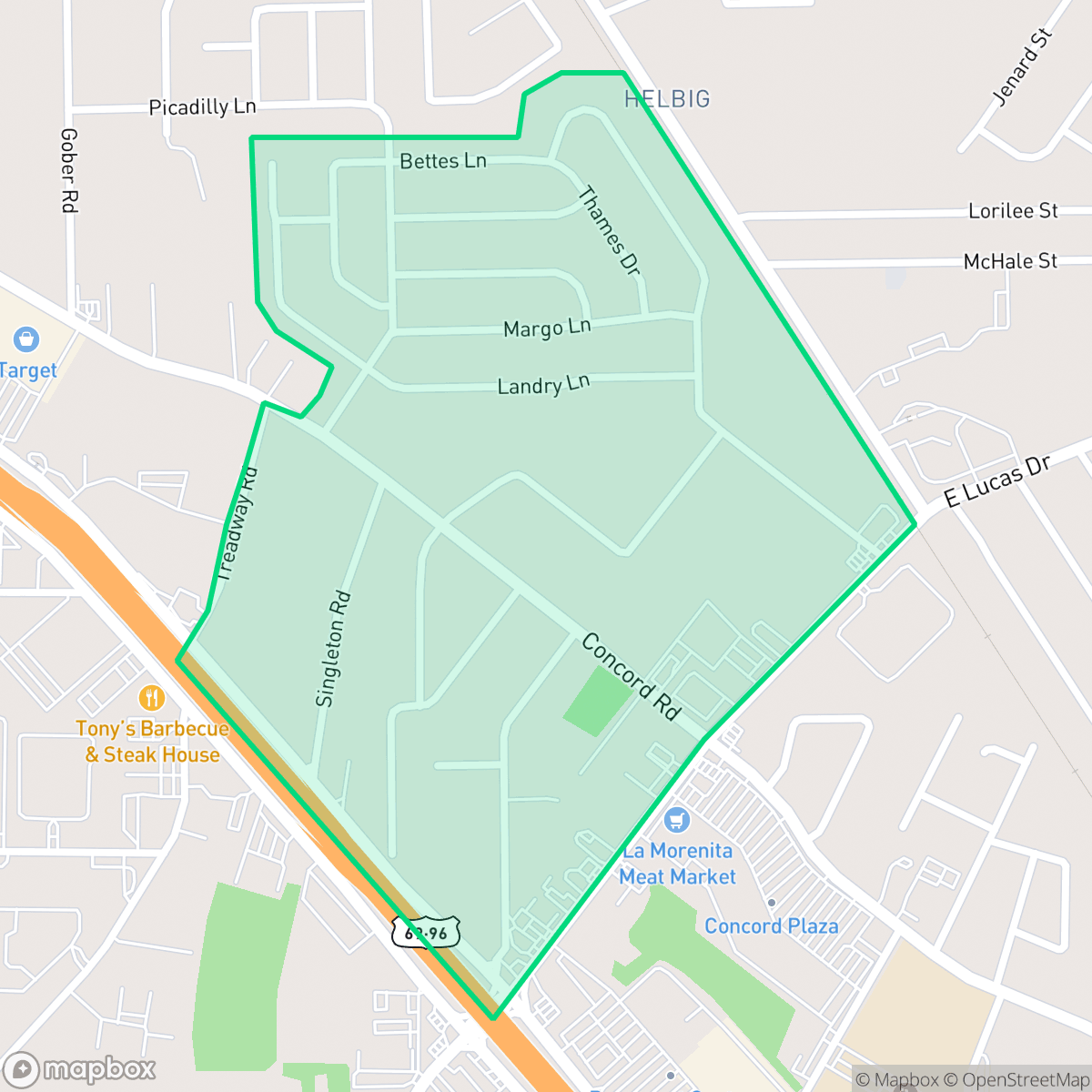 Map showing the location of Pine Cone, Beaumont, TX