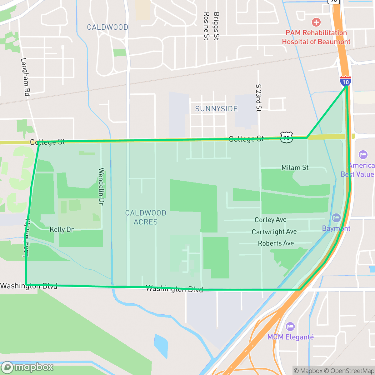 Map showing the location of South 23rd Street, Beaumont, TX