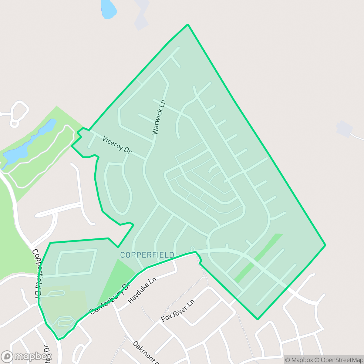 Map showing the location of Copperfield, Bryan, TX