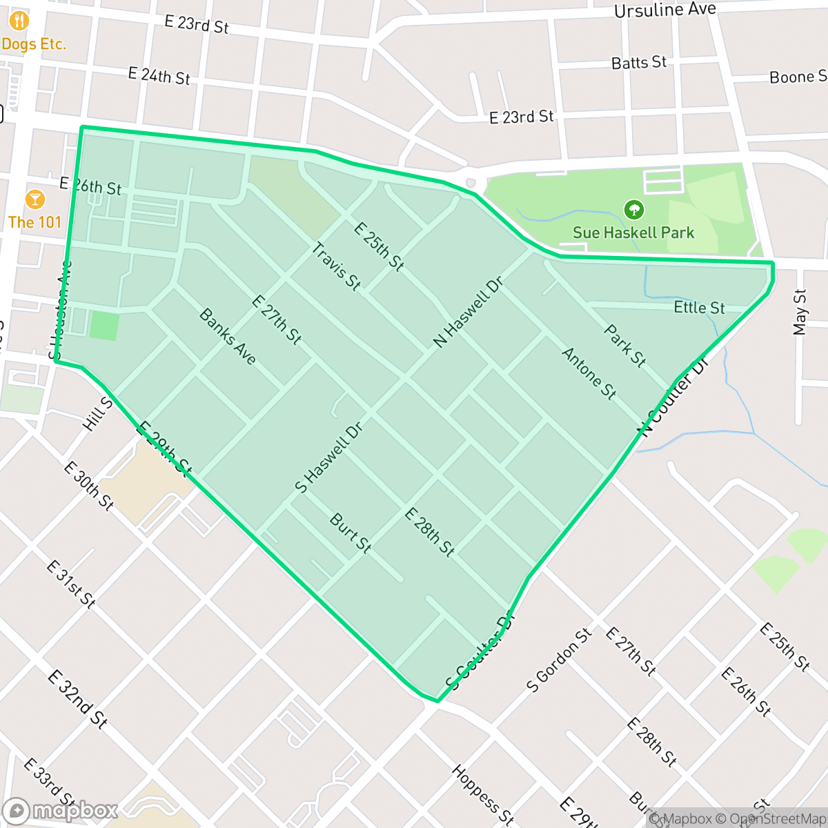 Map showing the location of Escondido, Bryan, TX
