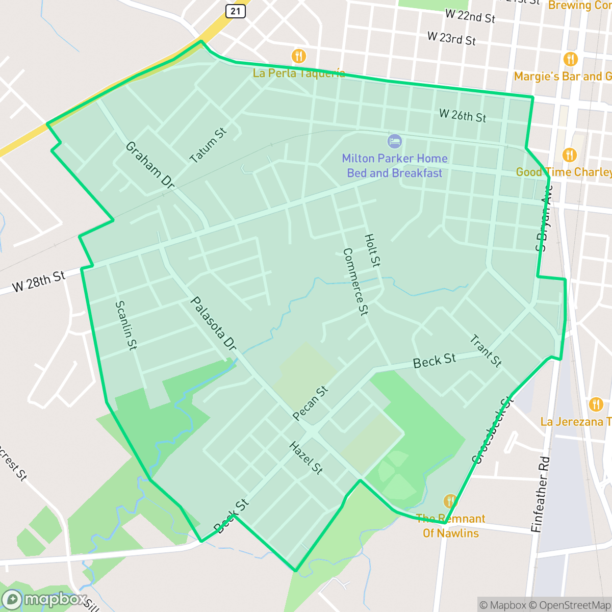 Map showing the location of Milam-Jones, Bryan, TX