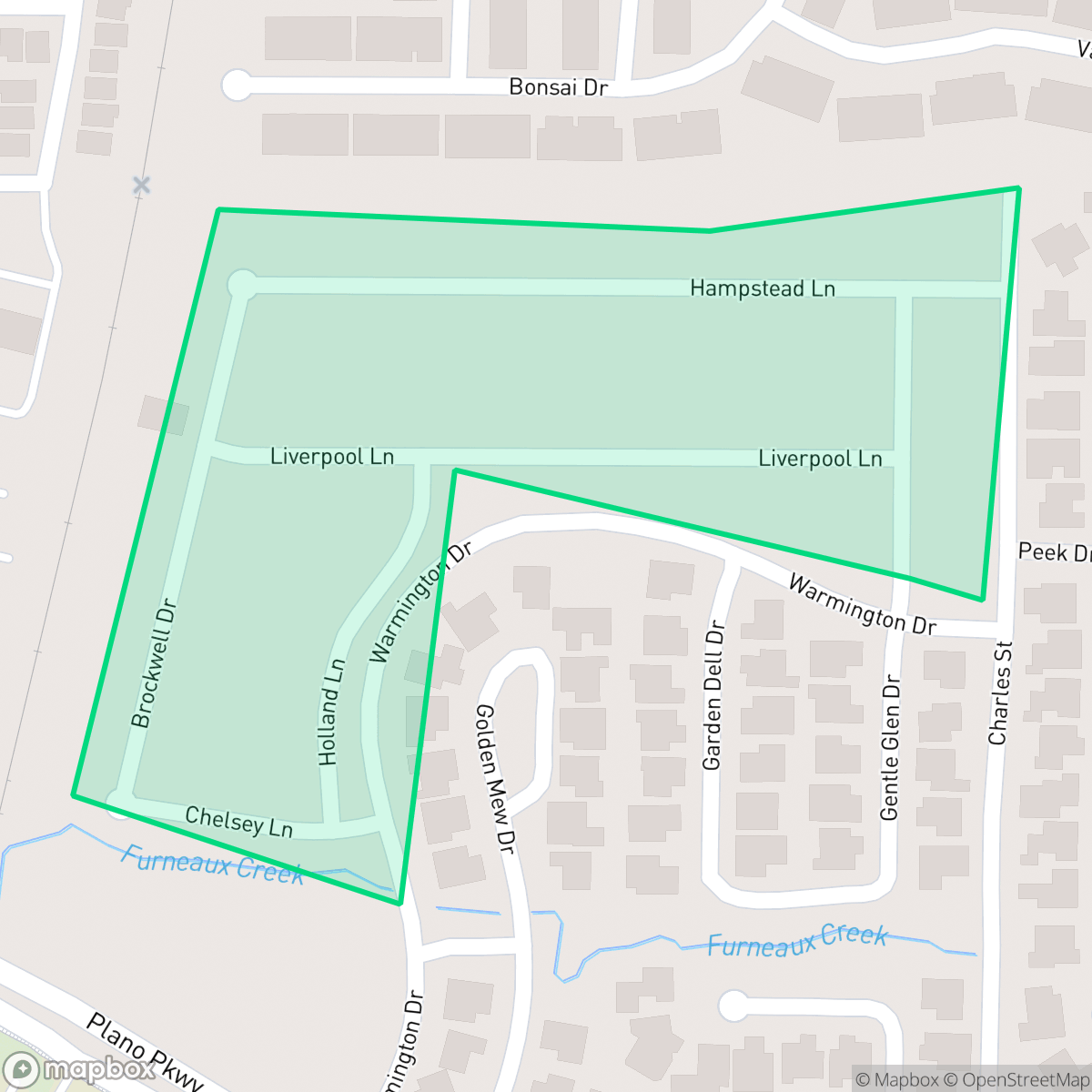 Map showing the location of Kensington Place, Carrollton, TX