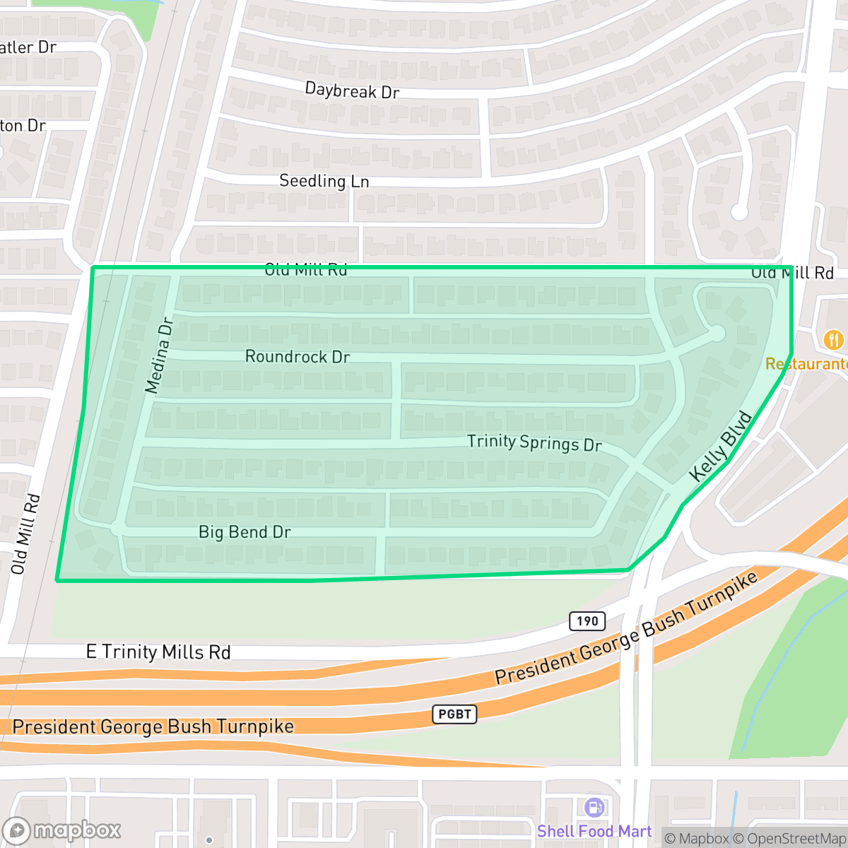 Map showing the location of Morningside, Carrollton, TX
