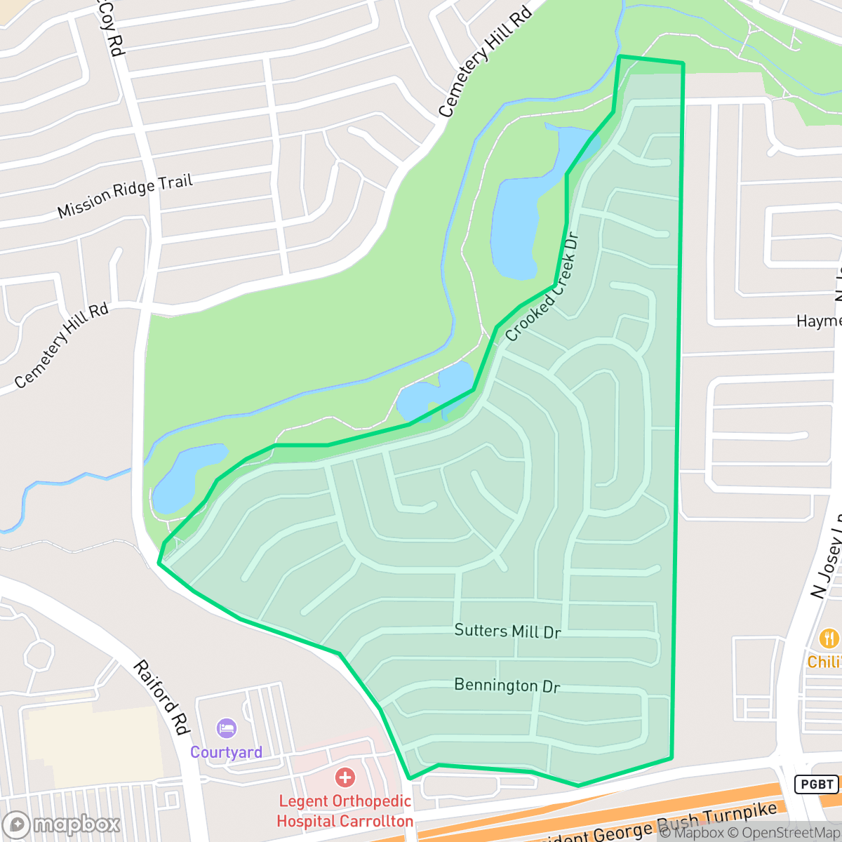Map showing the location of Nob Hill, Carrollton, TX
