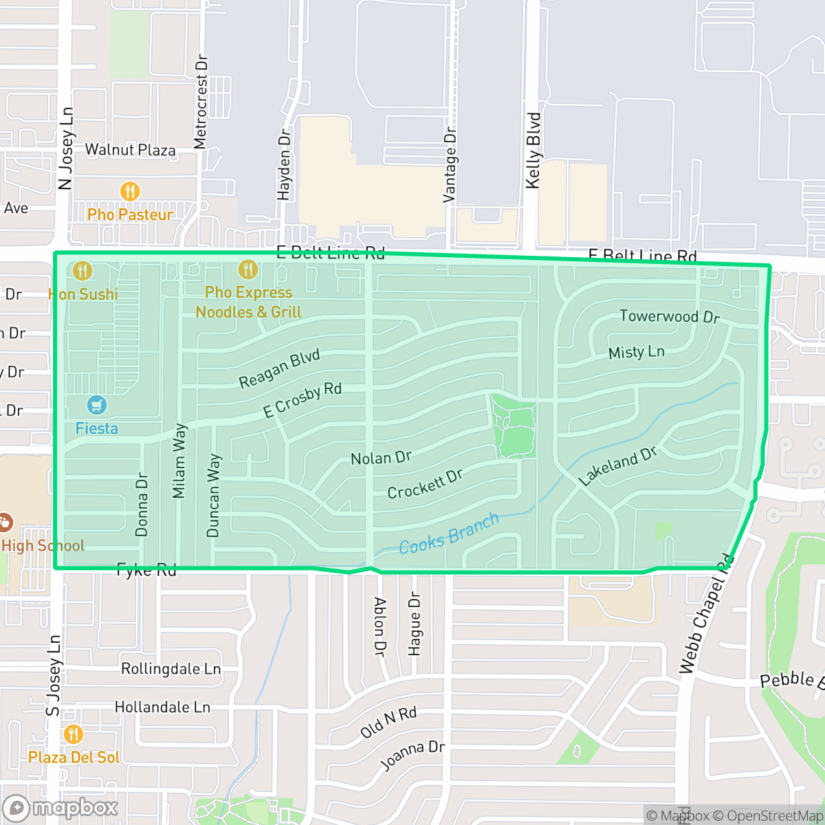 Map showing the location of Rohton Park, Carrollton, TX