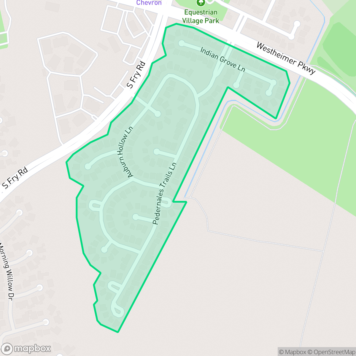 Map showing the location of Park Trace, Cinco Ranch, TX