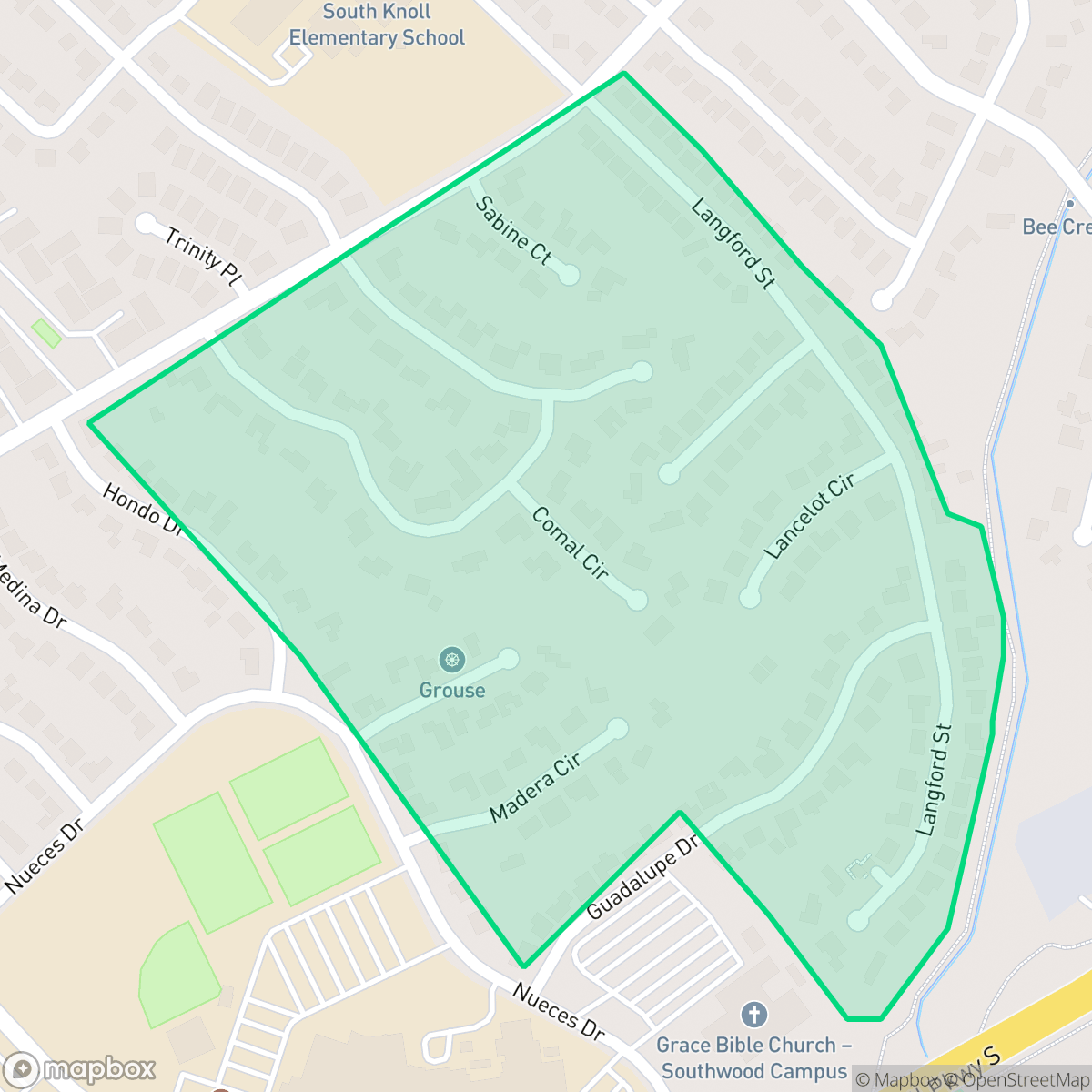 Map showing the location of Camelot, College Station, TX