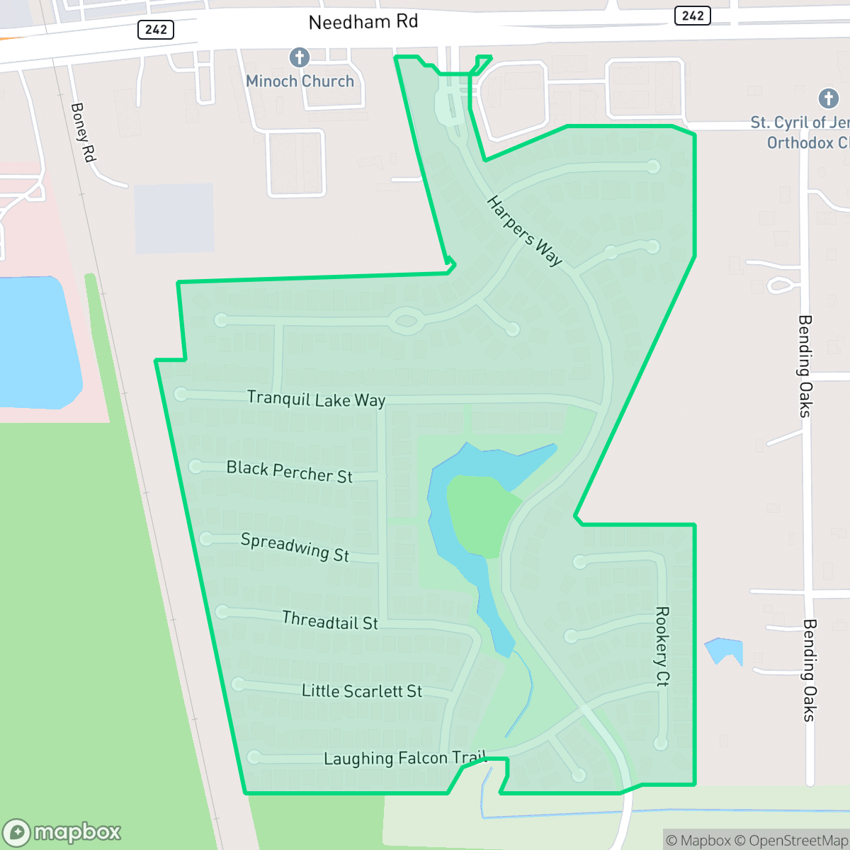 Map showing the location of Harper's Reserve, Conroe, TX