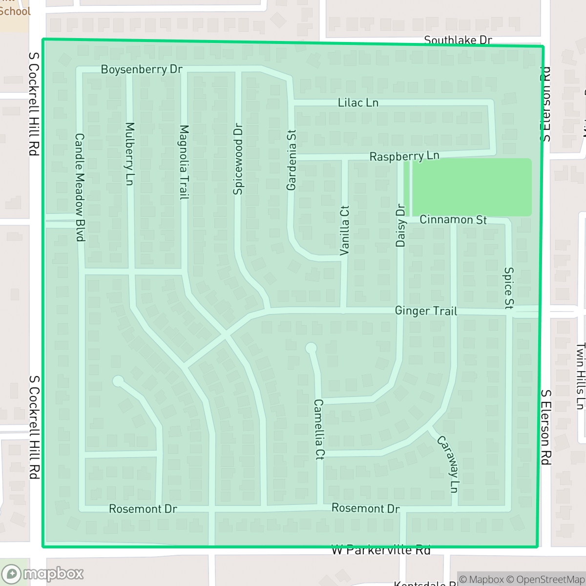 Map showing the location of Candel Meadow, DeSoto, TX