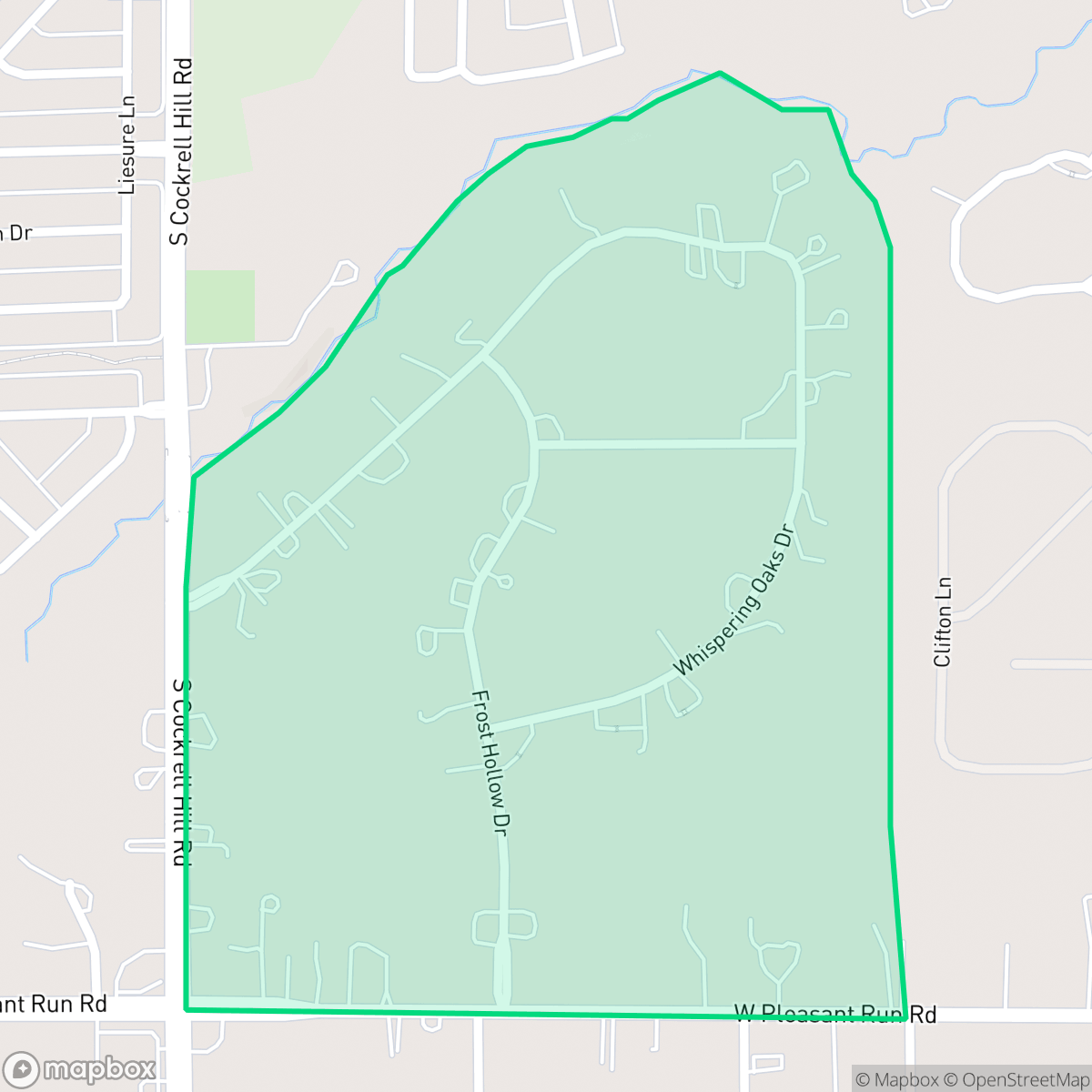 Map showing the location of Frost farms, DeSoto, TX