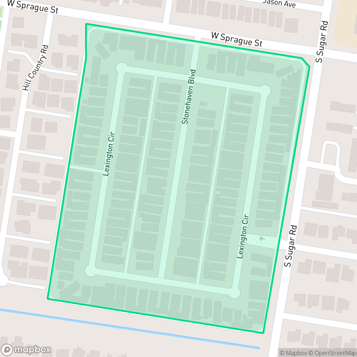 Map showing the location of Sugar Hill Estates, Edinburg, TX