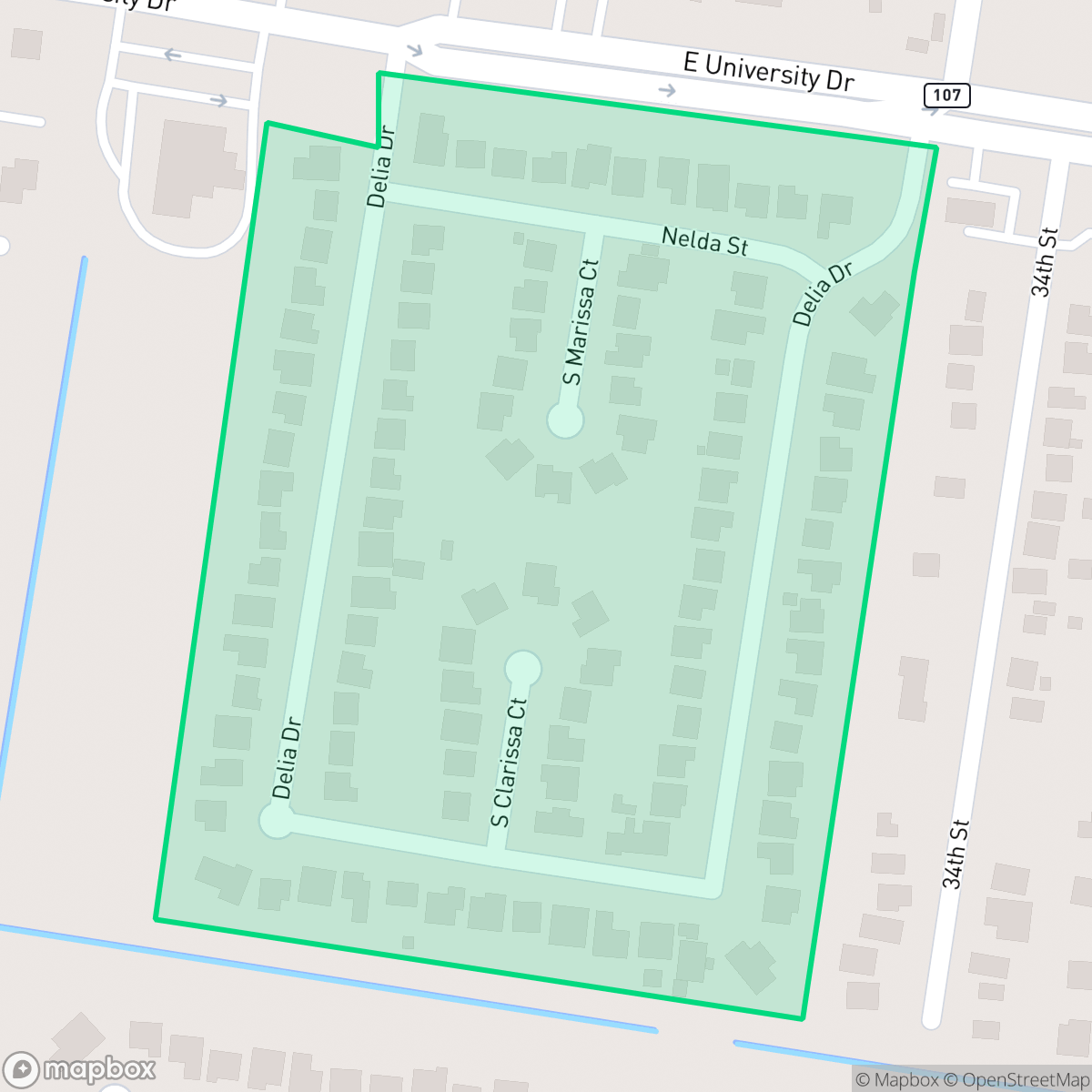 Map showing the location of Urbana Vista, Edinburg, TX