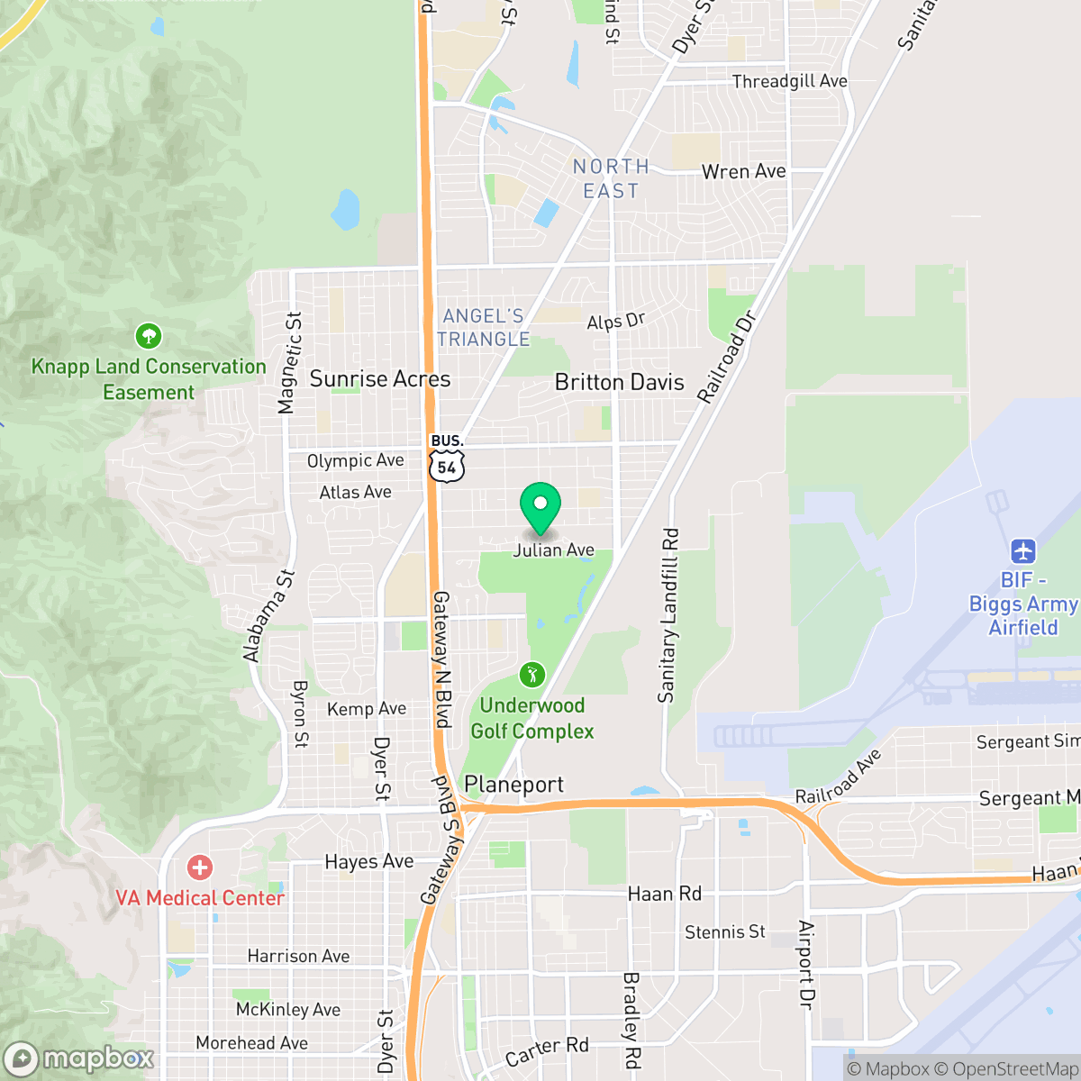 Map showing the location of El Paso, TX — coverage area