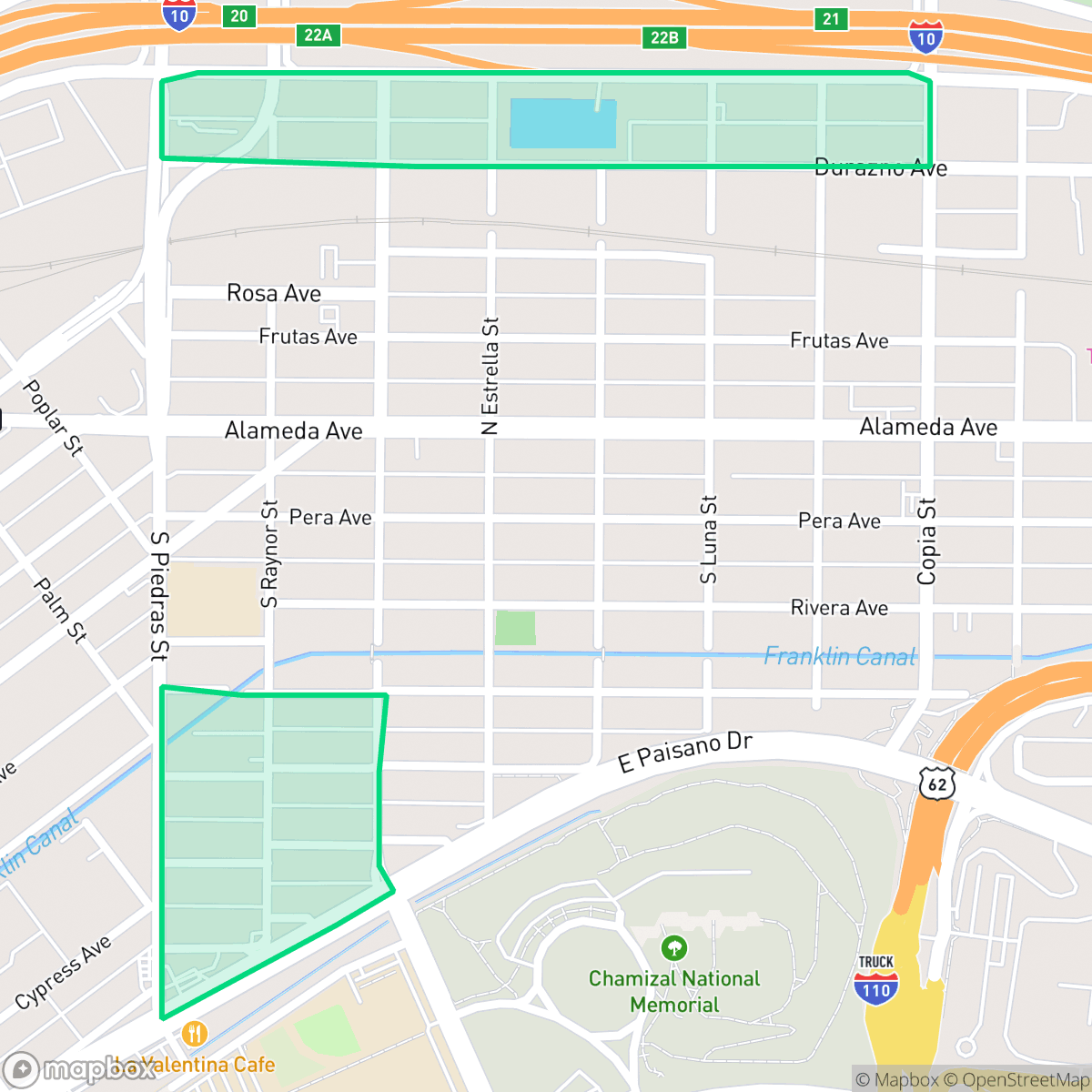 Map showing the location of A Presidential Neighborhood, El Paso, TX