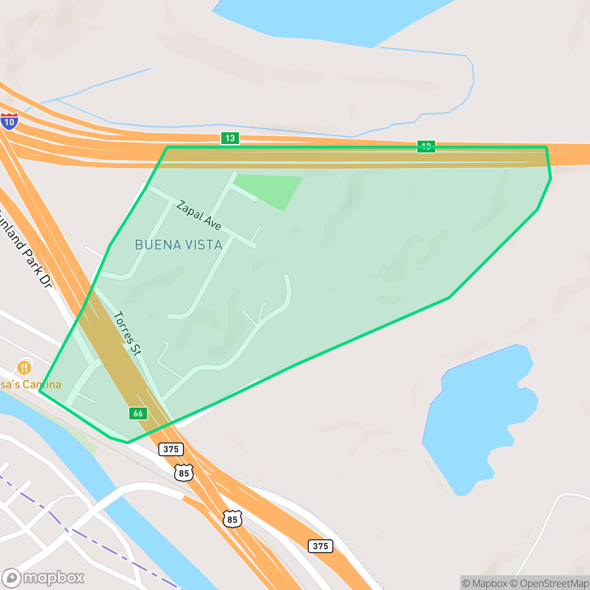 Map showing the location of Buena Vista, El Paso, TX