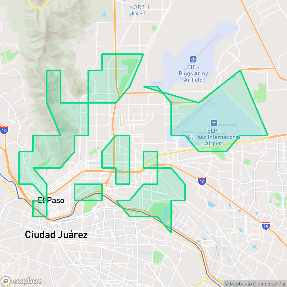 Map showing the location of Central, El Paso, TX