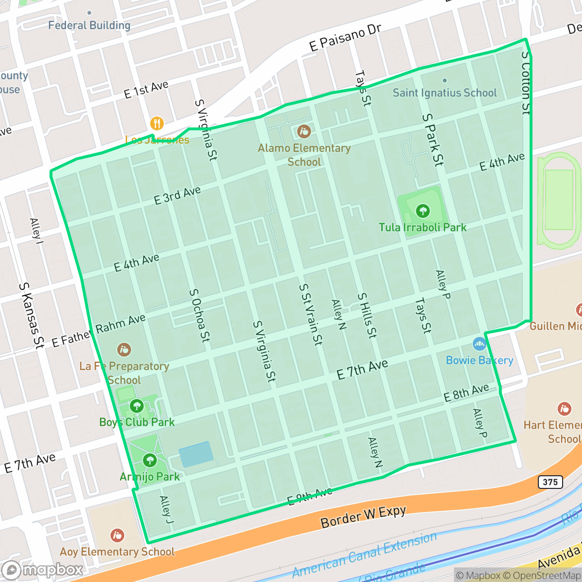 Map showing the location of Eagle Estates Homeowners Association, El Paso, TX