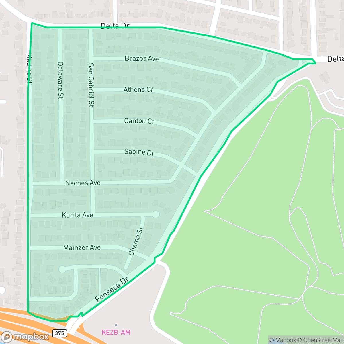 Map showing the location of Medina, El Paso, TX