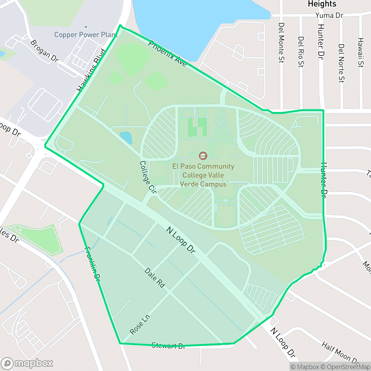 Map showing the location of Rosedale, El Paso, TX