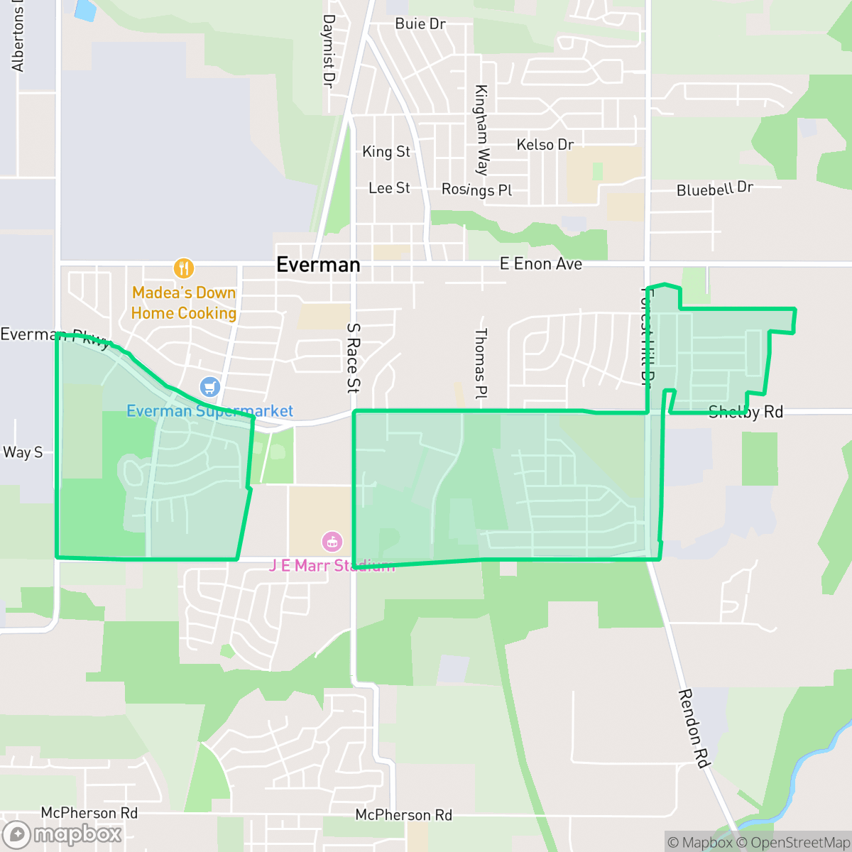 Map showing the location of Hamlet, Everman, TX
