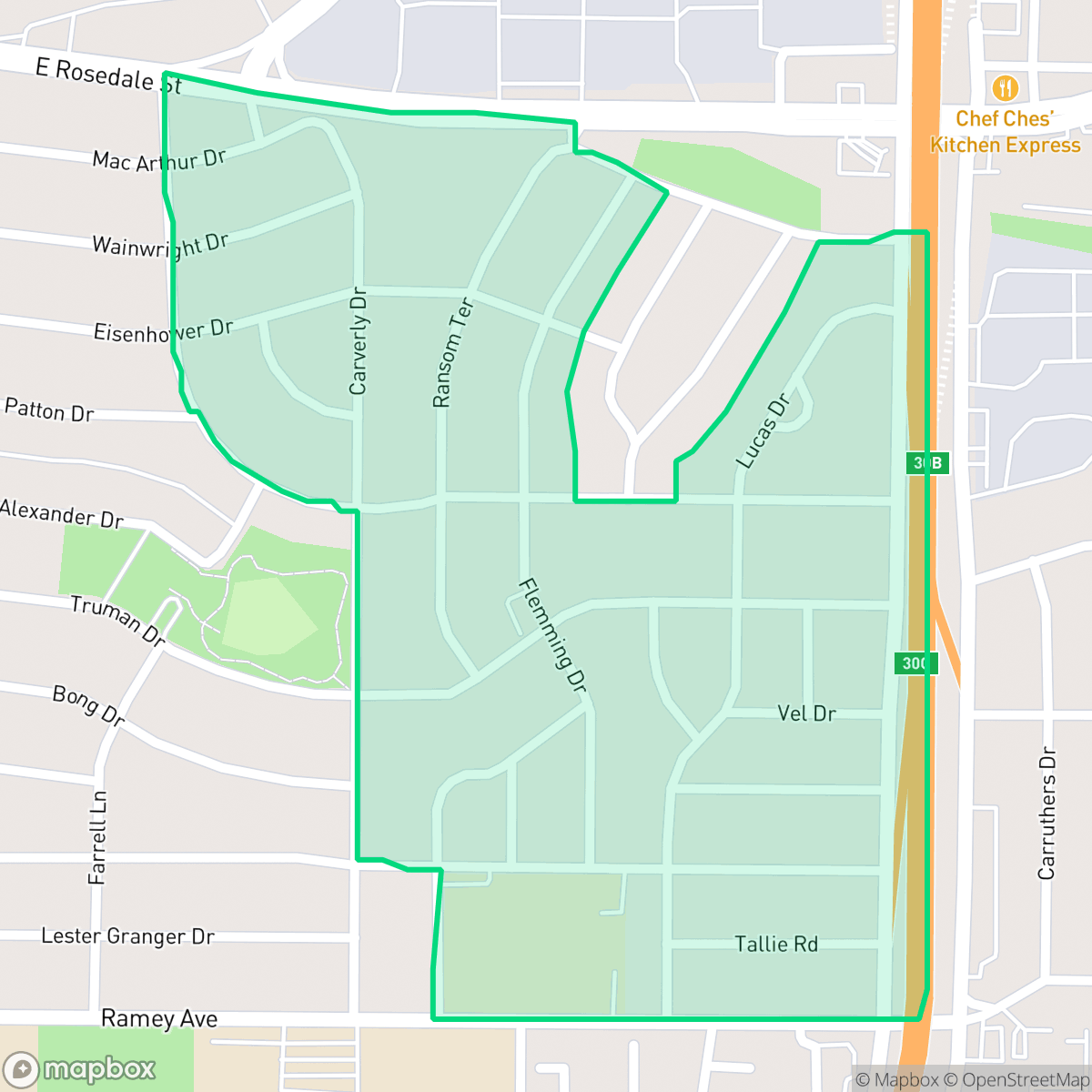 Map showing the location of Carver Heights, Fort Worth, TX