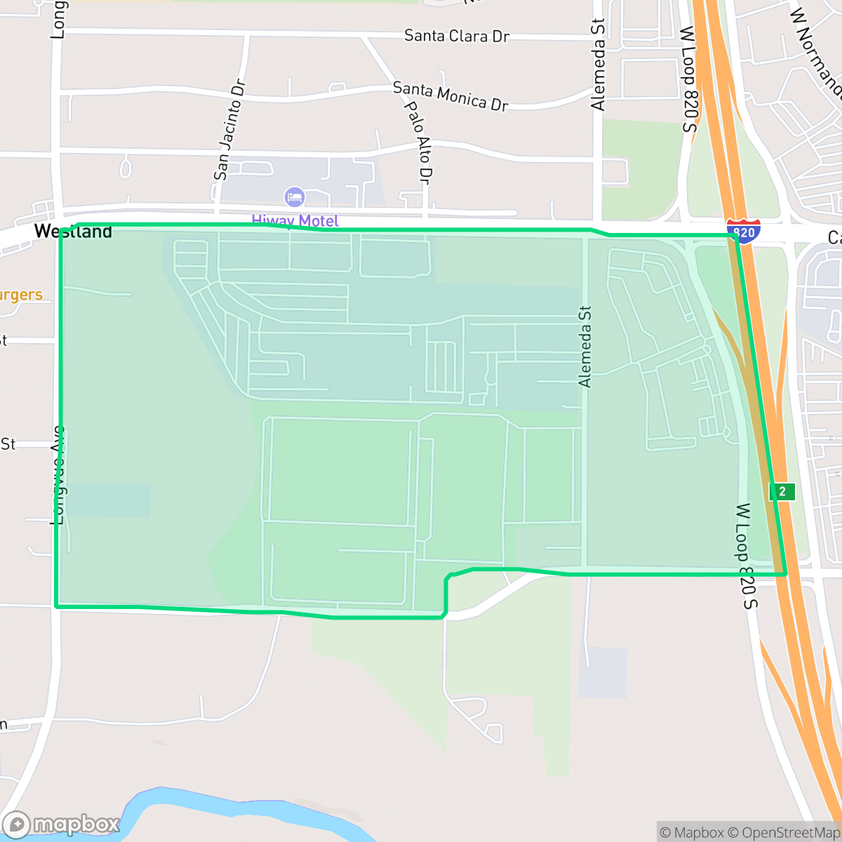 Map showing the location of Chapin & Alemeda, Fort Worth, TX