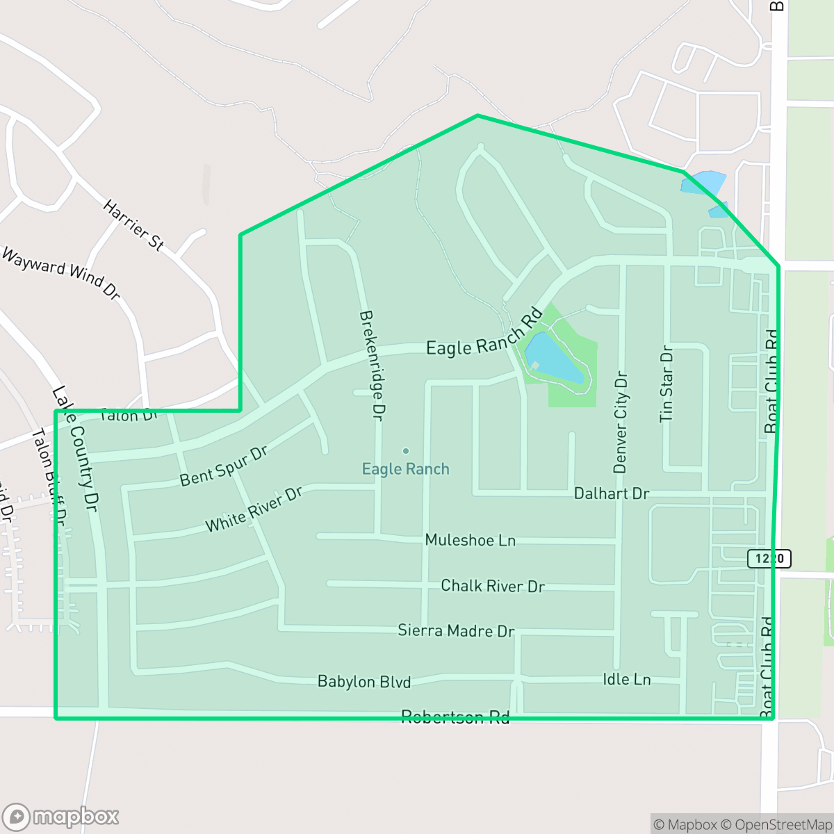 Map showing the location of Eagle Ranch, Fort Worth, TX