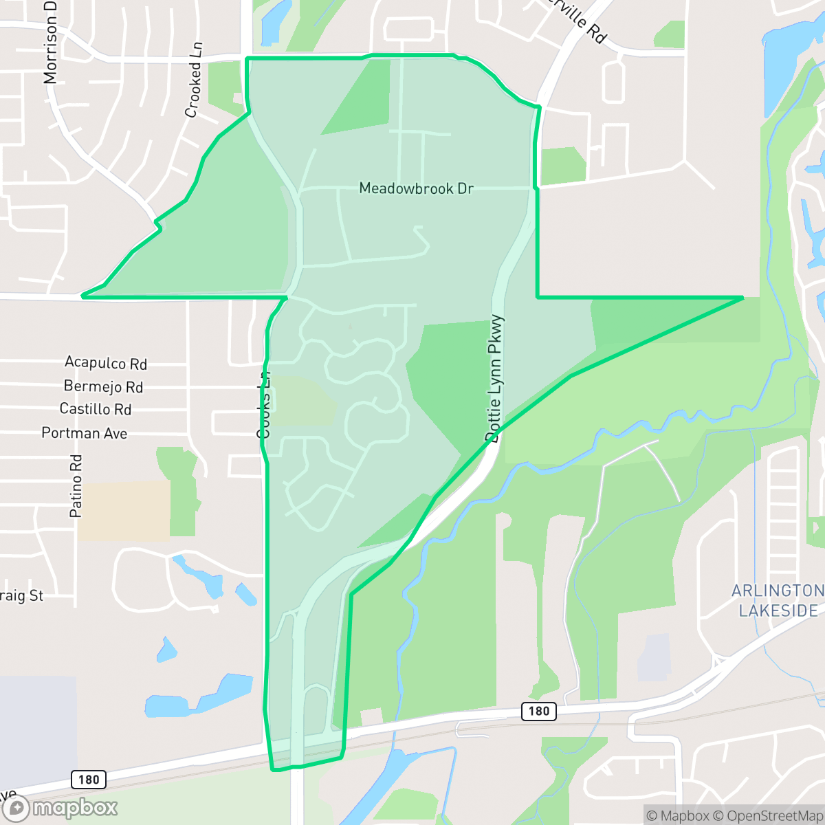 Map showing the location of Hollow Hills, Fort Worth, TX