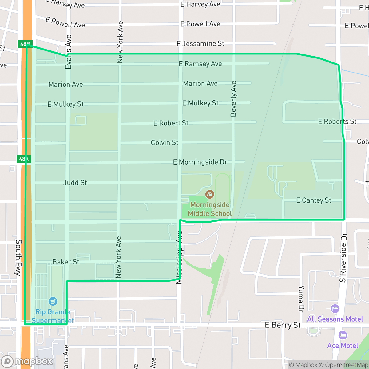 Map showing the location of Morningside, Fort Worth, TX