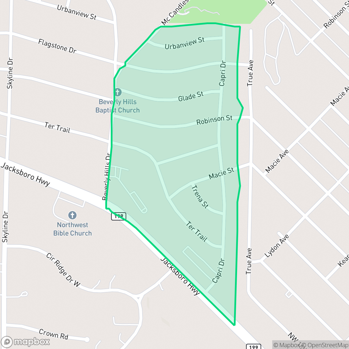 Map showing the location of North Beverly Hills, Fort Worth, TX