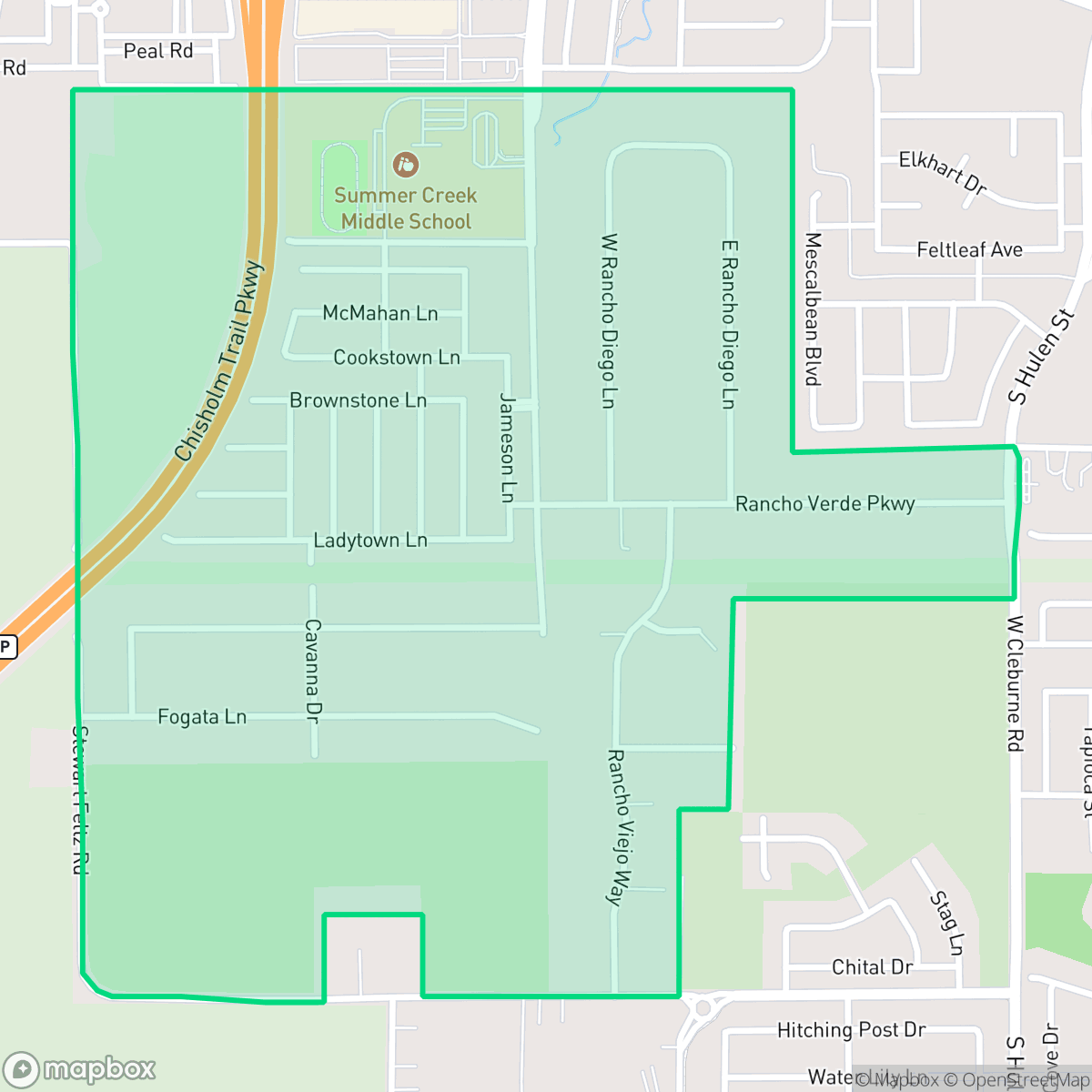 Map showing the location of Panther Heights, Fort Worth, TX