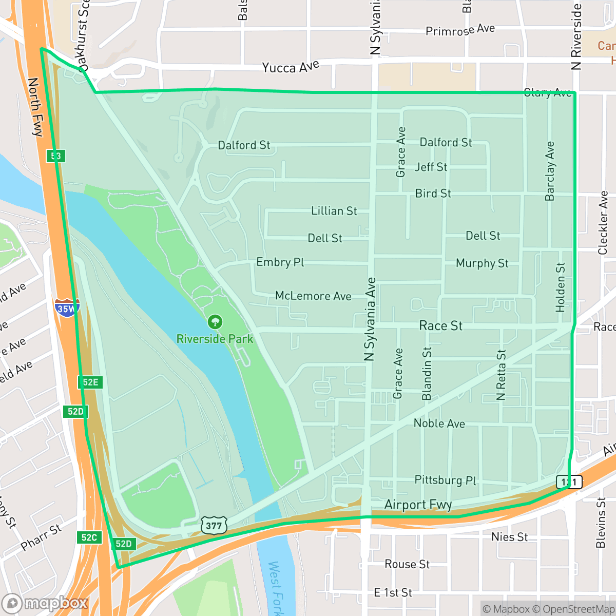 Map showing the location of Scenic Bluff, Fort Worth, TX