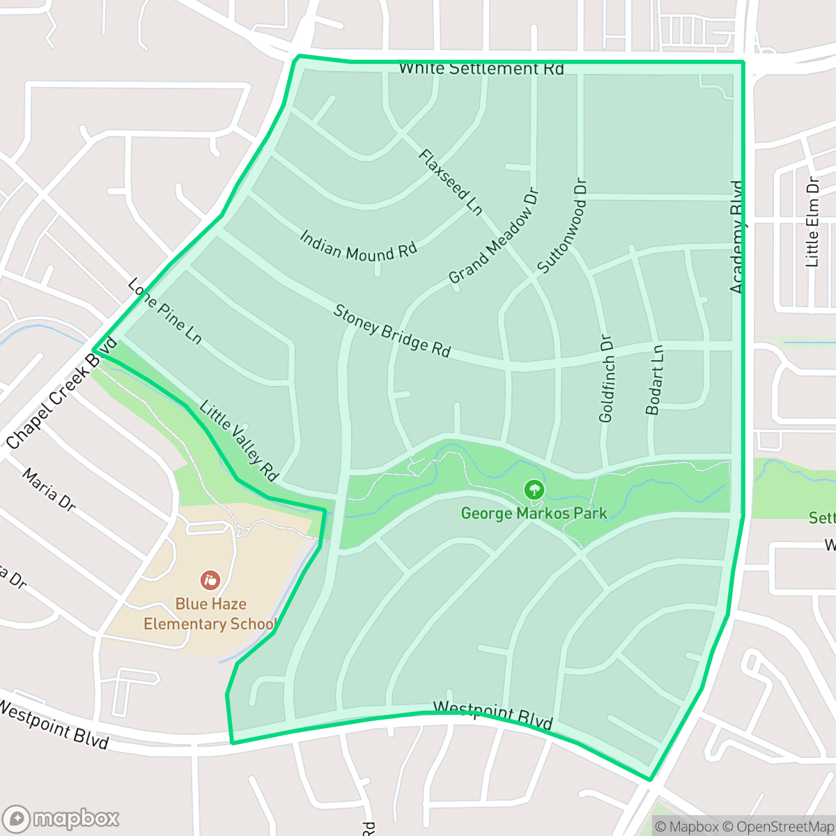 Map showing the location of Westpoint, Fort Worth, TX