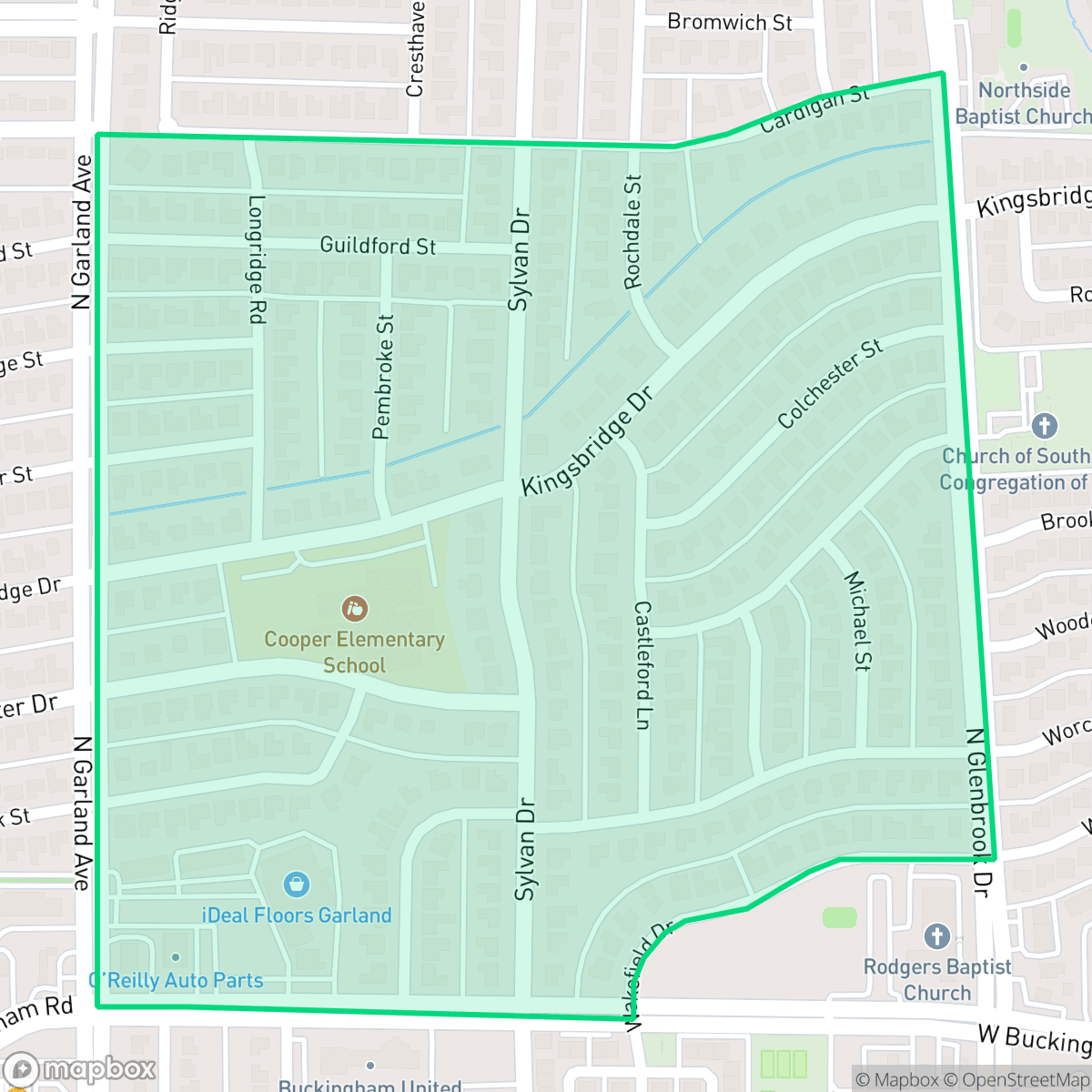 Map showing the location of Buckingham North, Garland, TX