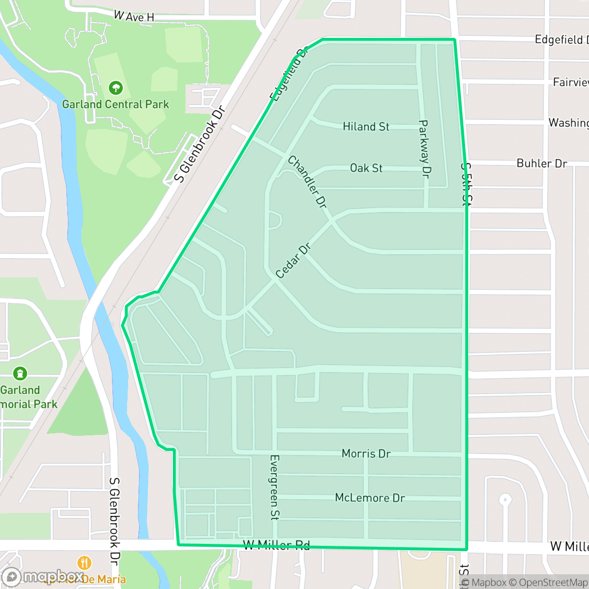 Map showing the location of Chandler Heights, Garland, TX