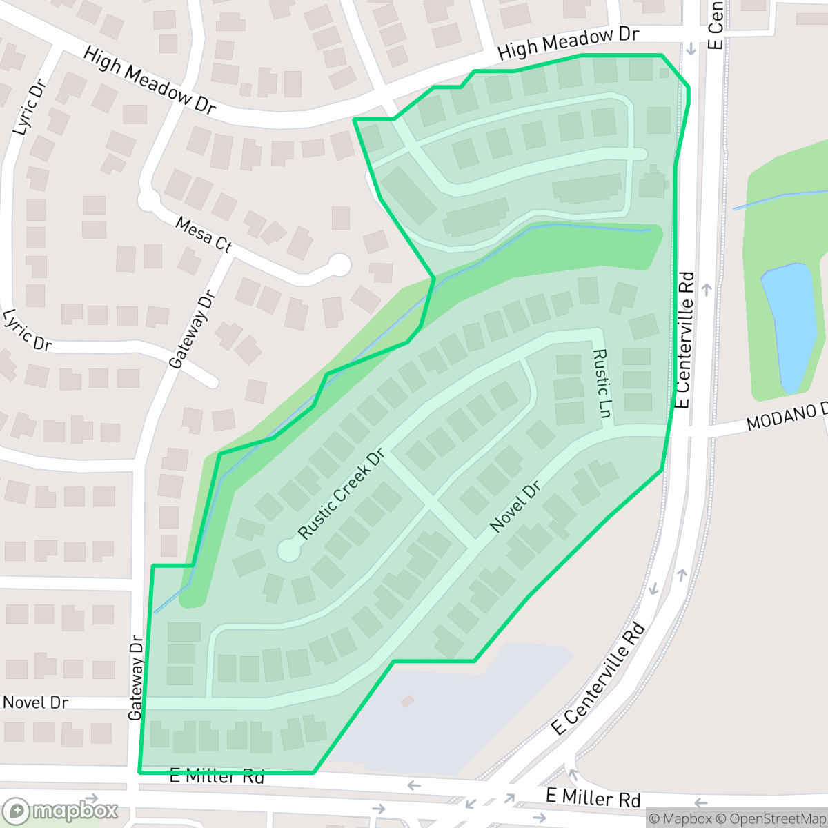 Map showing the location of Creekside, Garland, TX