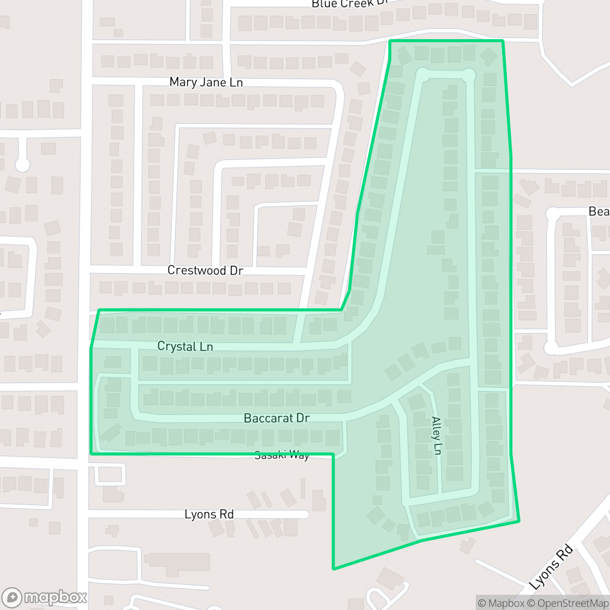 Map showing the location of Crystal Lake, Garland, TX