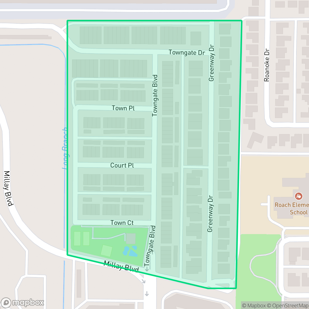 Map showing the location of Towngate, Garland, TX