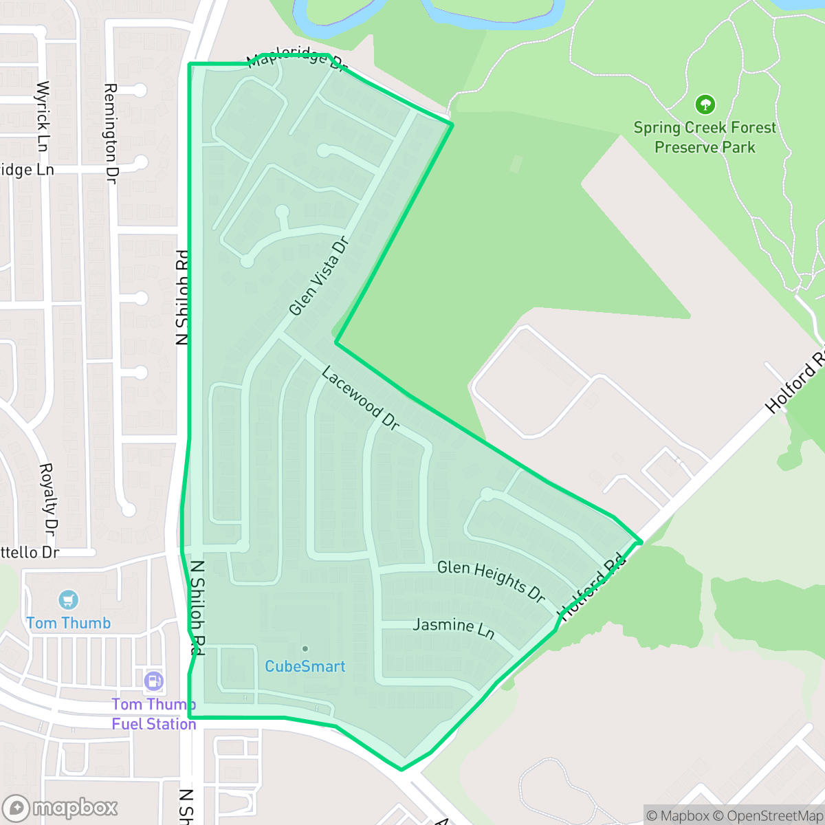 Map showing the location of Wood Glen, Garland, TX