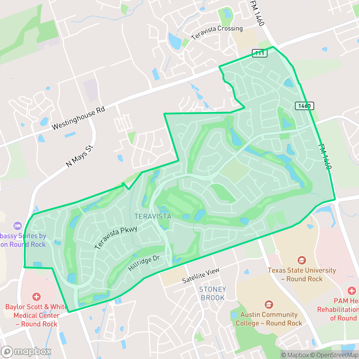 Map showing the location of Terravista, Georgetown, TX