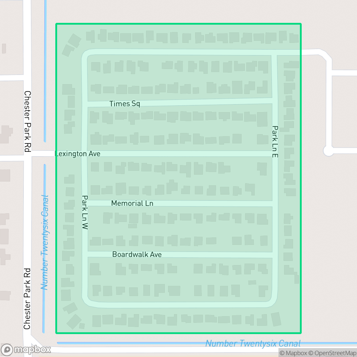 Map showing the location of Park Meadows, Harlingen, TX