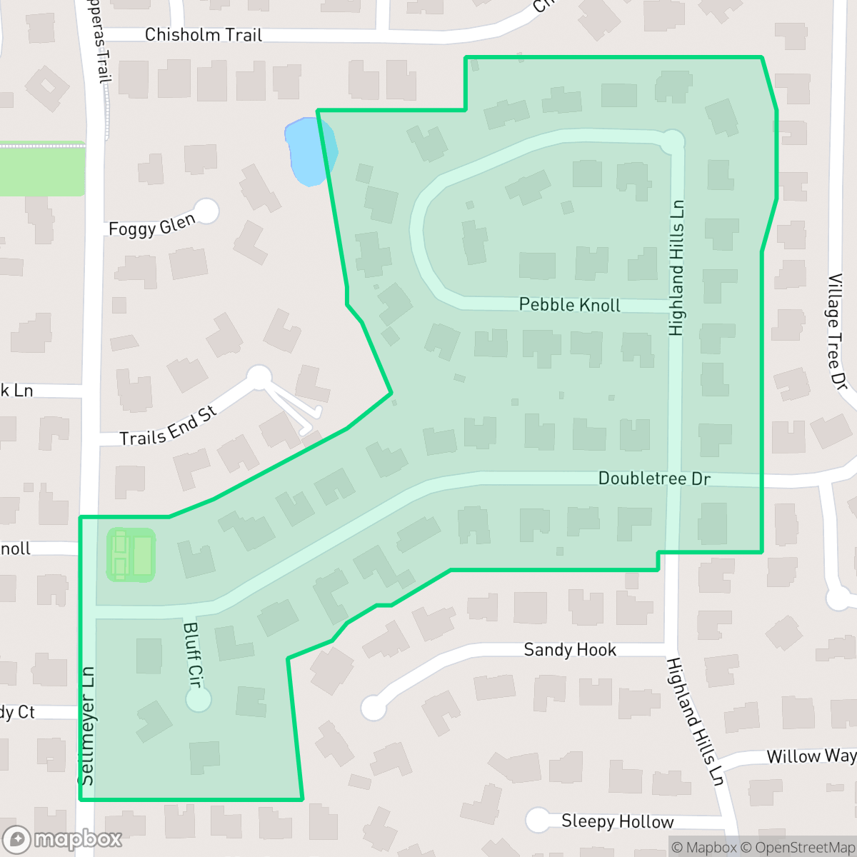 Map showing the location of Highland Hills II, Highland Village, TX