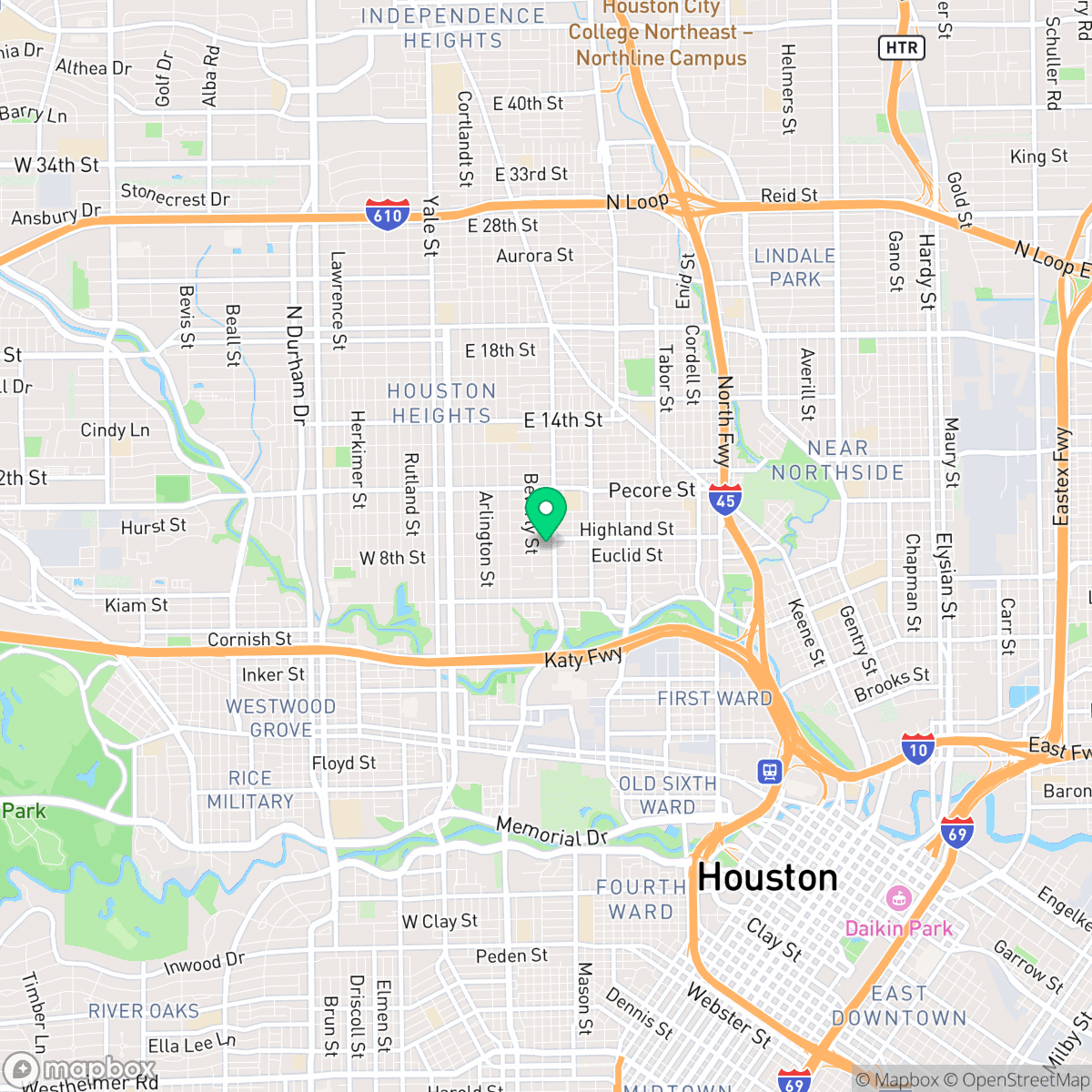 Map showing the location of Houston, TX — coverage area