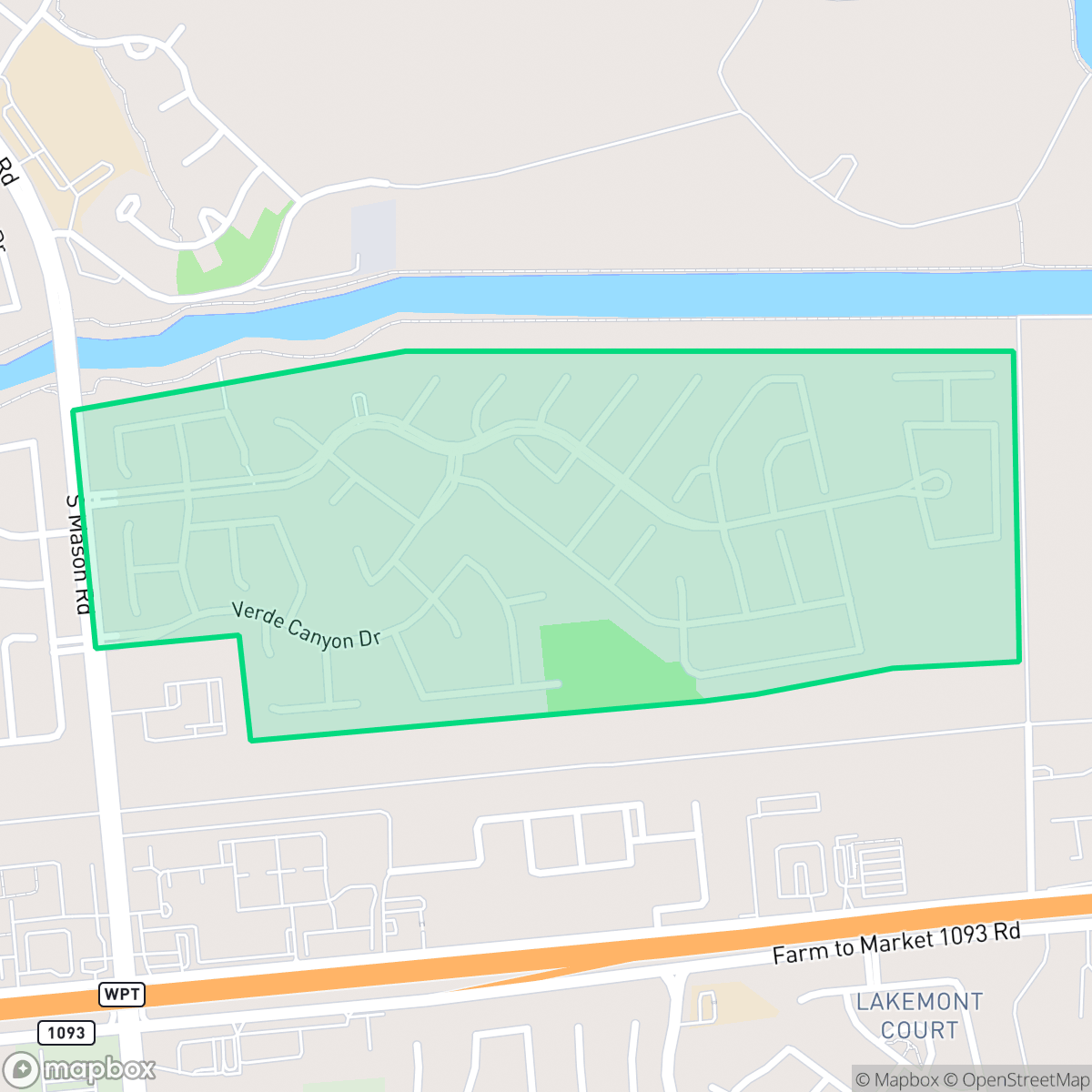 Map showing the location of Canyon Gate at Cinco Ranch, Houston, TX