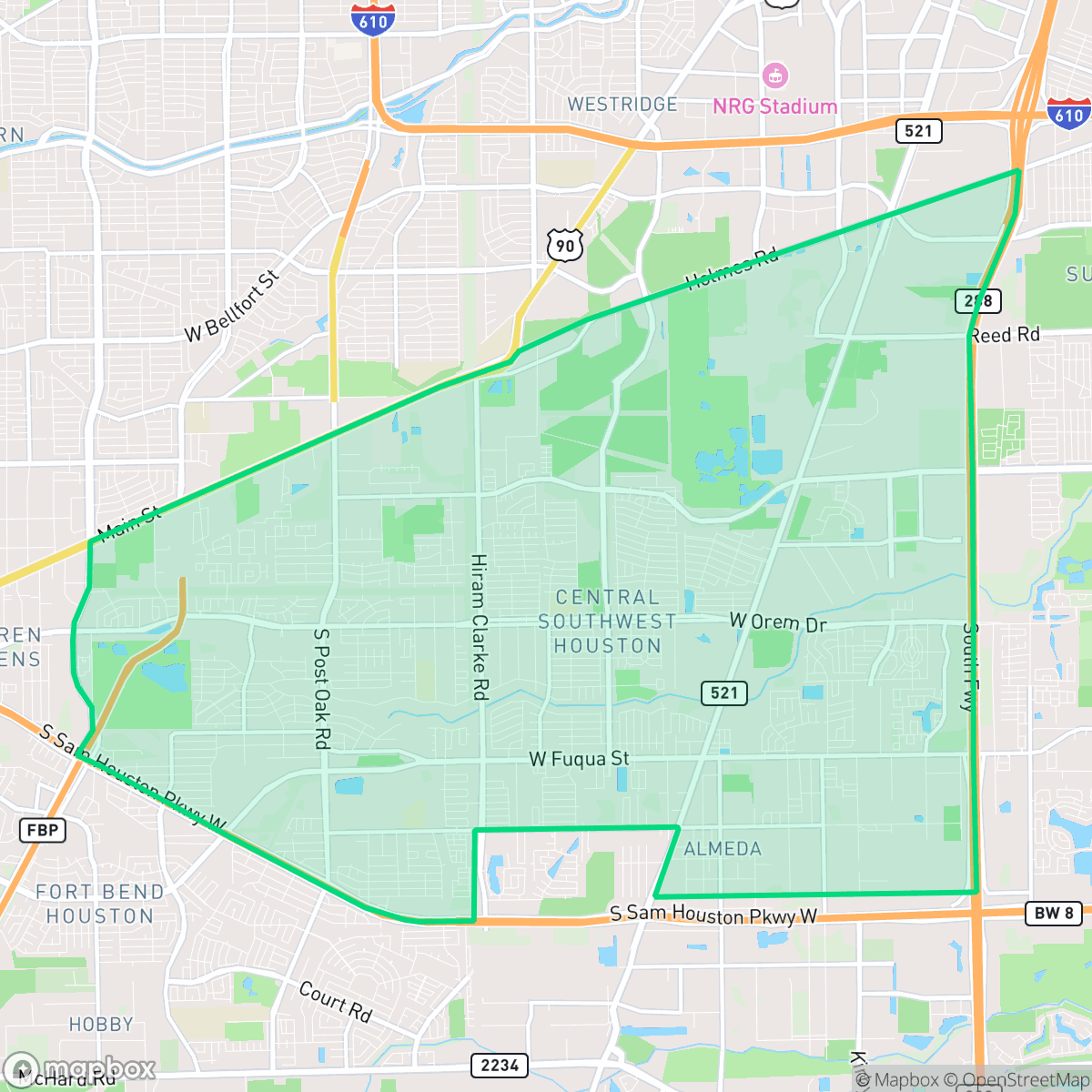 Map showing the location of Central Southwest, Houston, TX