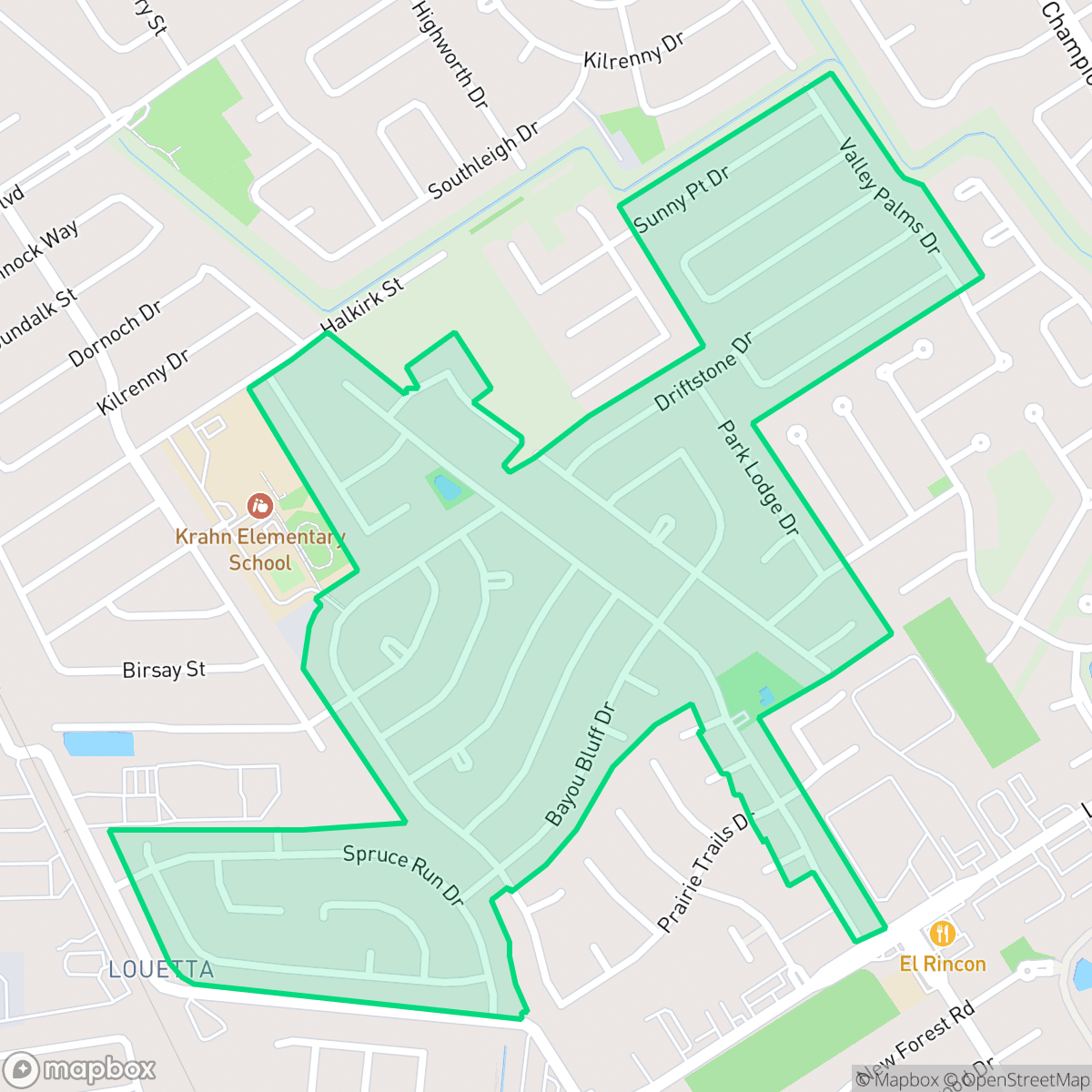 Map showing the location of Colony Creek Village, Houston, TX