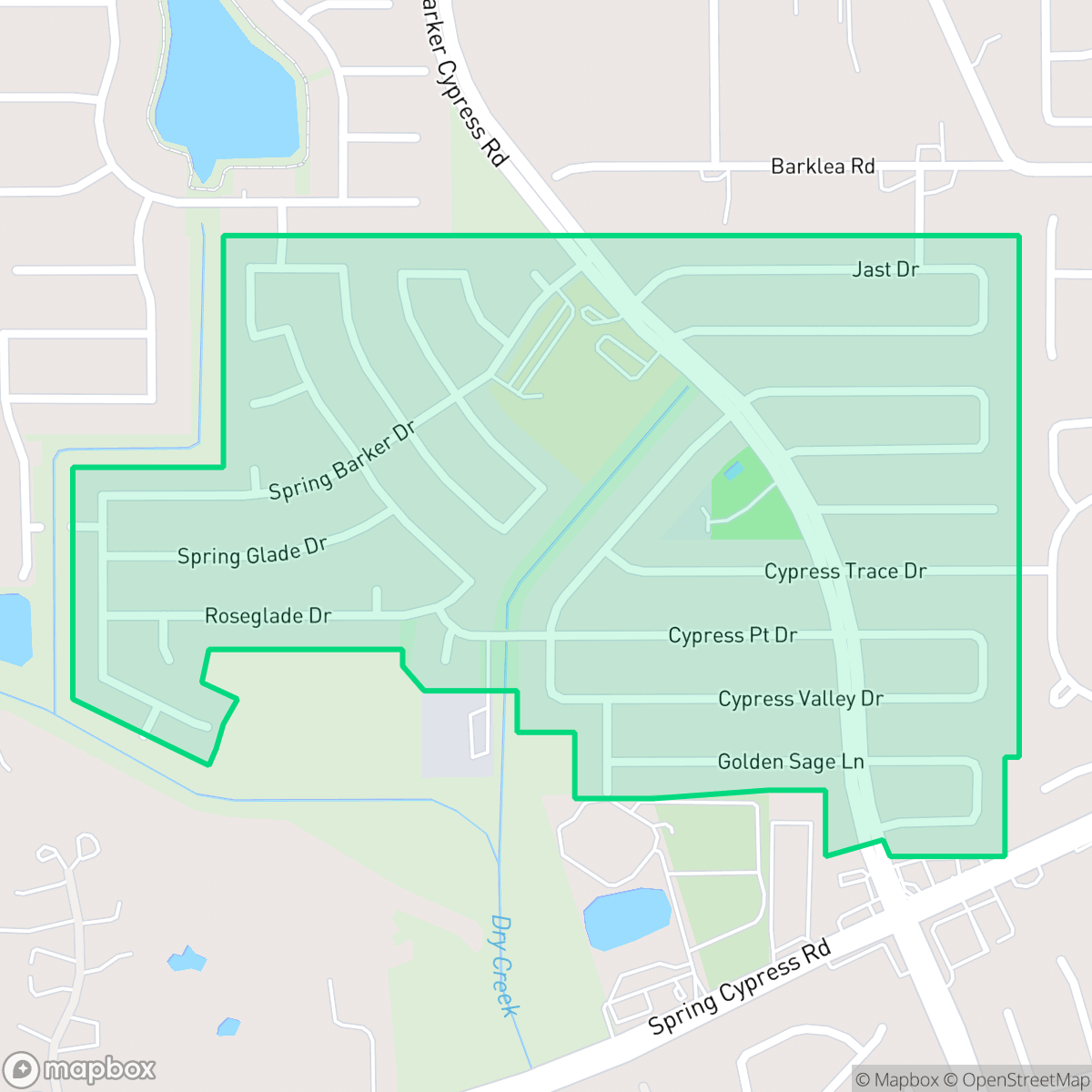 Map showing the location of Cypress Point, Houston, TX