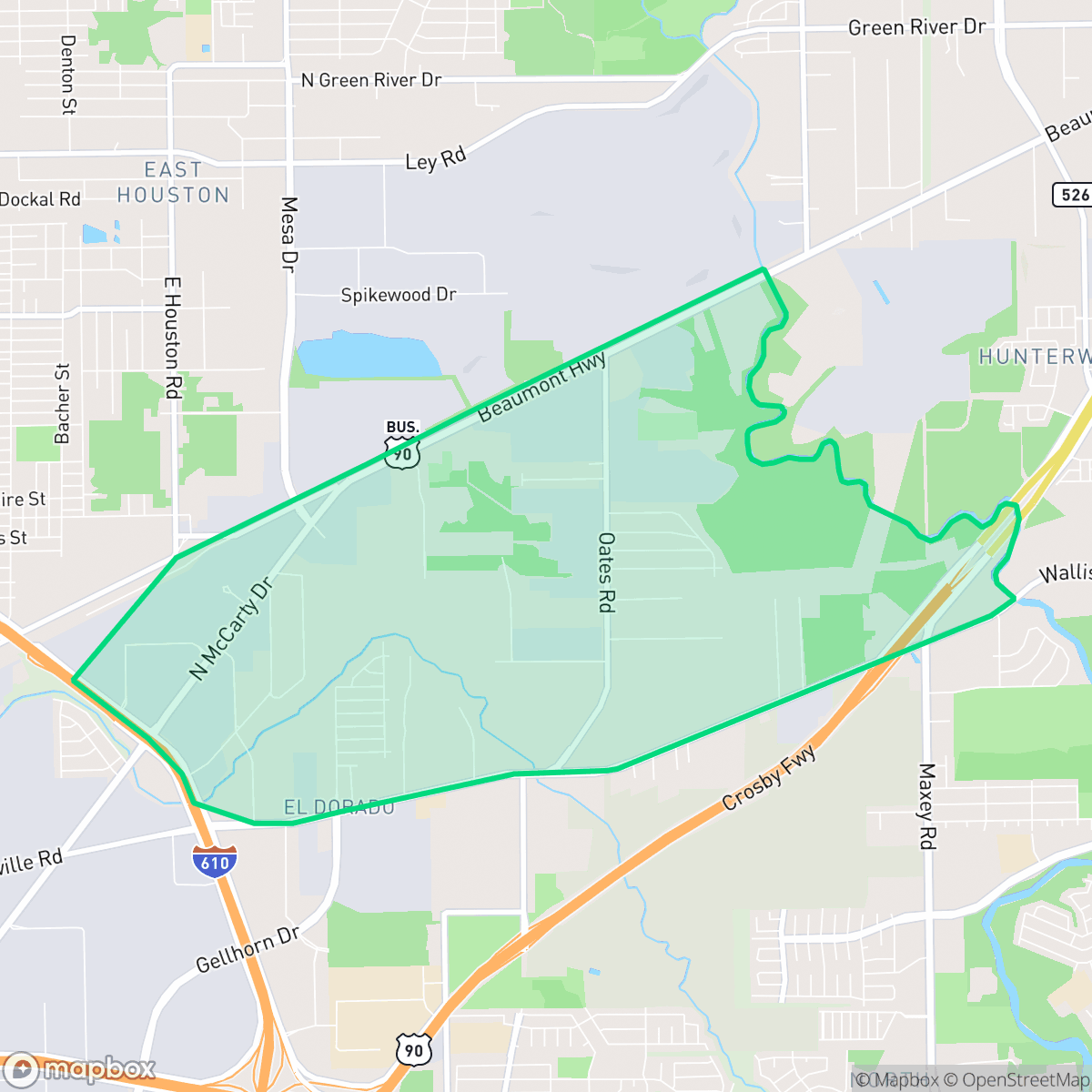 Map showing the location of El Dorado - Oates Prairie, Houston, TX